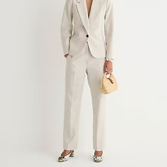 J. Crew Kate Straight Leg Stretch Linen Pant in Flax Ivory Size 10 NWT - Picture 1 of 4